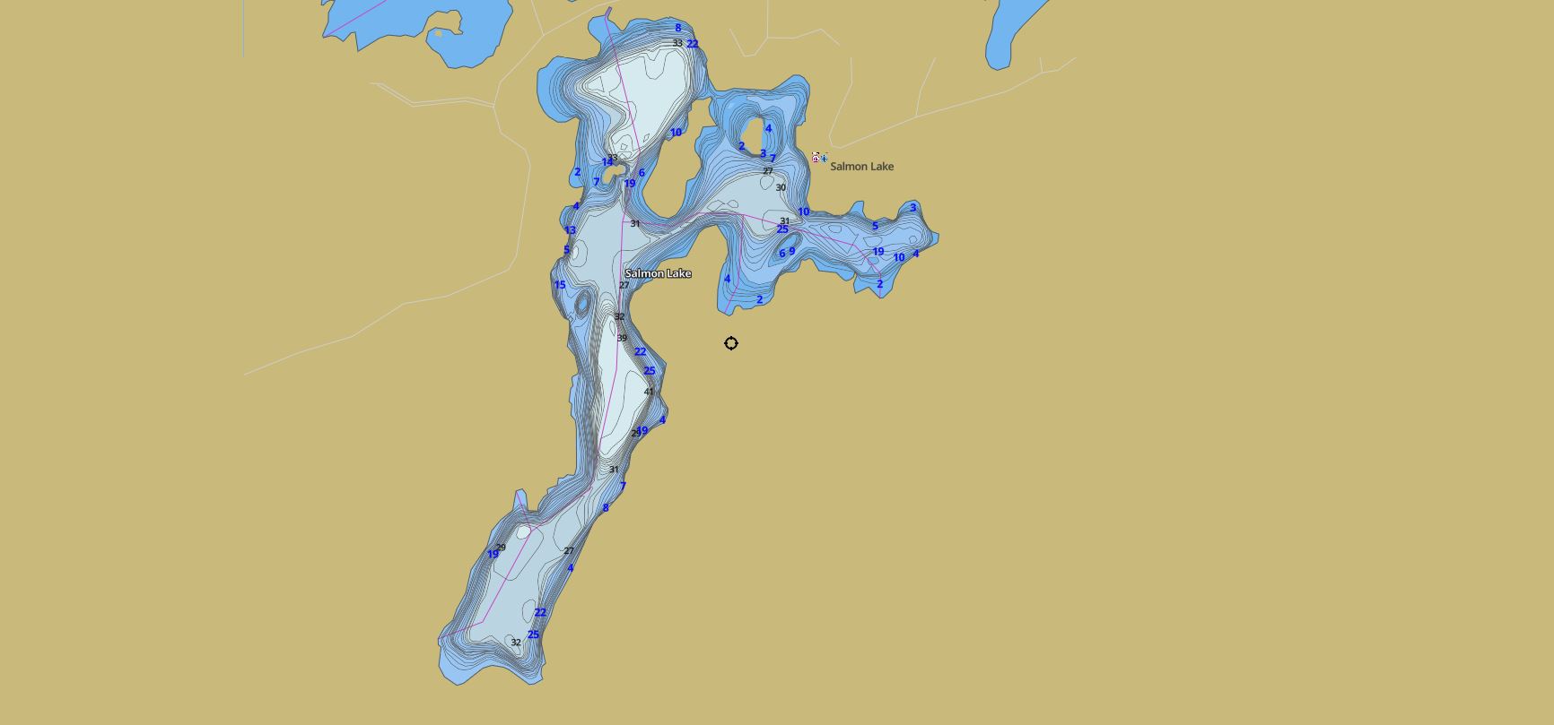 Contour Map of Salmon Lake in Municipality of Seguin and the District of Parry Sound